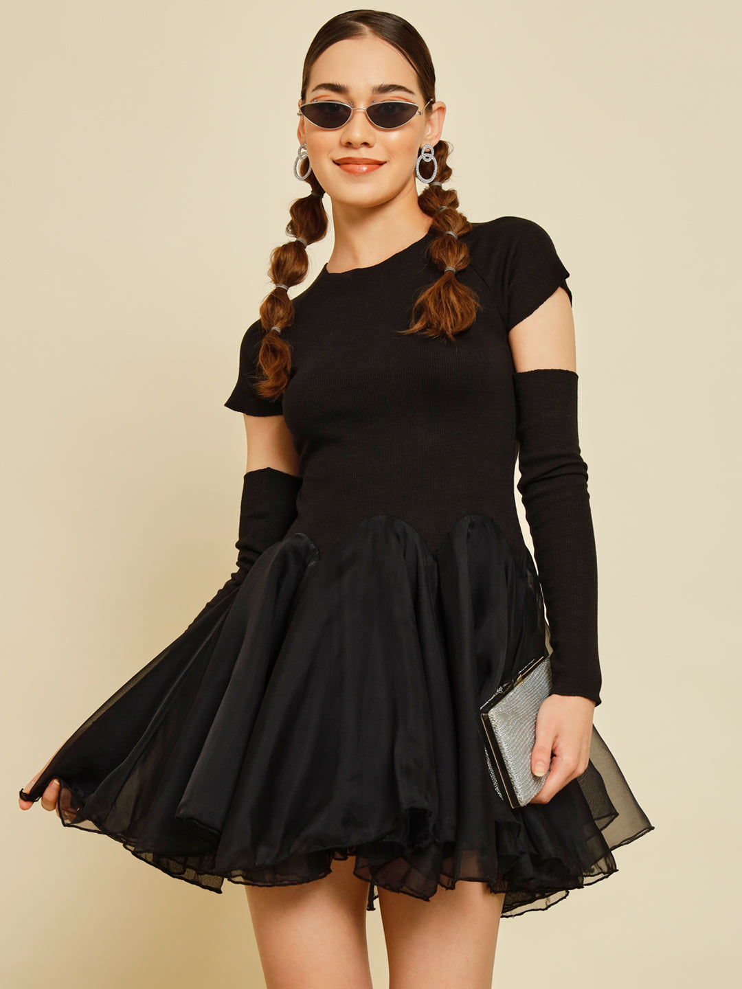 Vangull  Women A-line Black Dress