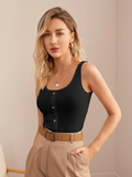 Casual Sleeveless Solid Women Black Top