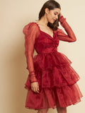 Women Layered Maroon Dress