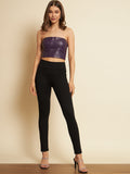 Casual Sleeveless Solid Women Purple Top