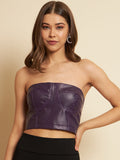 Casual Sleeveless Solid Women Purple Top