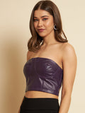 Casual Sleeveless Solid Women Purple Top