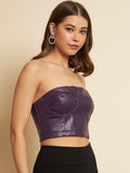 Casual Sleeveless Solid Women Purple Top