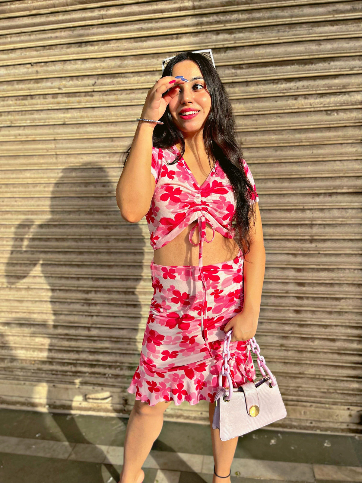 Vangull  Women Two Piece Dress Pink Dress